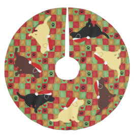 Weihnachtssteppdecken-Labrador-Welpen Polyester Weihnachtsbaumdecke