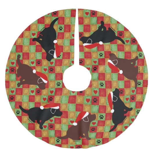 Weihnachtssteppdecken-Labrador-Welpen Polyester Weihnachtsbaumdecke (Vorderseite)