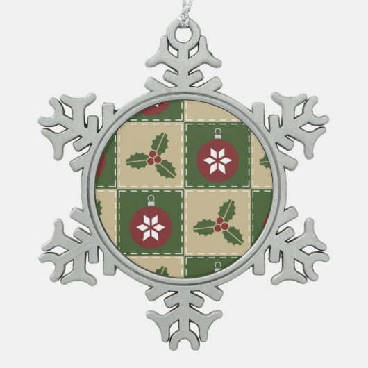 Weihnachtssteppdecken-Zinn-Verzierung Schneeflocken Zinn-Ornament (Vorderseite)