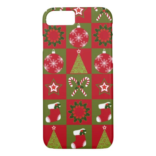 Weihnachtssteppdeckenmuster iPhone 7 Fall Case-Mate iPhone Hülle (Rückseite)
