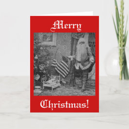 Weihnachtsstereoview Santa & American Flag Feiertagskarte