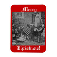 Weihnachtsstereoview Santa & American Flag