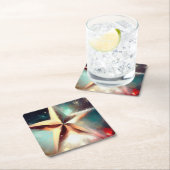 Weihnachtsstern 2 rechteckiger pappuntersetzer (Vor Ort)