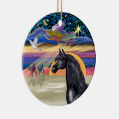 Weihnachtsstern - Arabisches Pferd (schwarz) Keramikornament (Rechts)