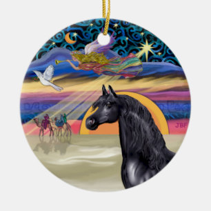 Weihnachtsstern - Arabisches Pferd (schwarz) Keramikornament