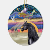 Weihnachtsstern - Arabisches Pferd (schwarz) Keramikornament (Links)