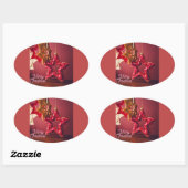 Weihnachtsstern-Aufkleber – Frohe Weihnachten Desi Ovaler Aufkleber (Blatt)