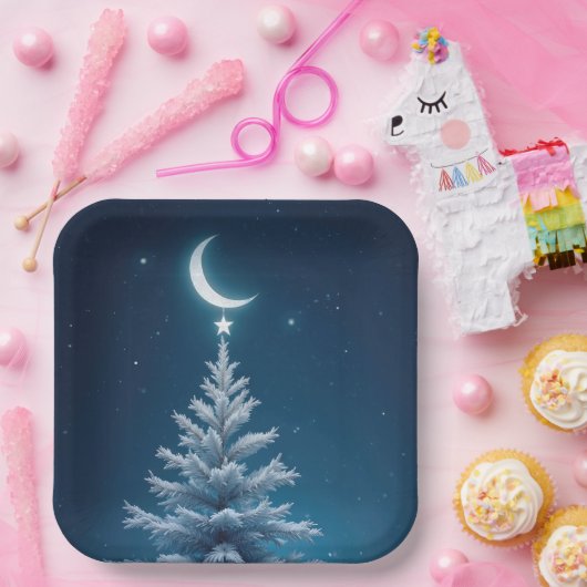 Weihnachtsstern aus einem Halbmond Pappteller (Party)