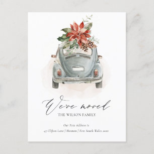 Weihnachtsstern-Blumen-Weihnachts-Auto Wir sind um Postkarte