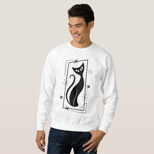 Weihnachtsstern Cool Cat MidCentury Modernes Atomp Sweatshirt (Vorne ganz)