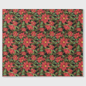 Weihnachtsstern-Eleganz auf schwarzem Geschenkpapi Geschenkpapier (Flach)