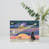 Weihnachtsstern - Flat Coated Retriever Feiertagspostkarte (Stehend Vorderseite)