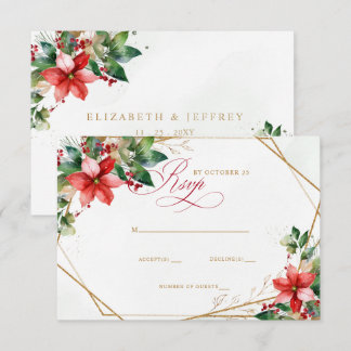 Weihnachtsstern Floral Winter Weihnachten Hochzeit RSVP Karte