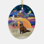 Weihnachtsstern - Frettchen 1 Keramikornament (Rechts)