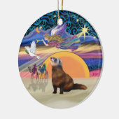 Weihnachtsstern - Frettchen 1 Keramikornament (Links)