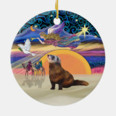 Weihnachtsstern - Frettchen 1 Keramikornament (Hinten)