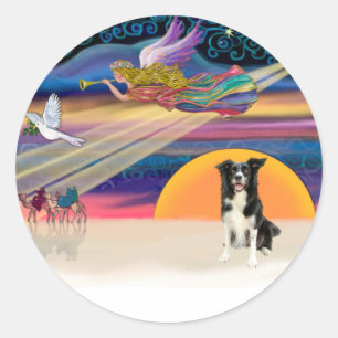 Weihnachtsstern - Grenze Collie 4 Runder Aufkleber