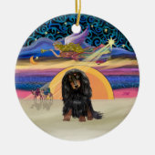 Weihnachtsstern - Langhaarige Dackel (BT) Keramik Ornament (Vorne)