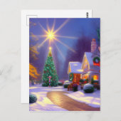Weihnachtsstern leuchten über einem weihnachtliche postkarte (Vorne/Hinten)