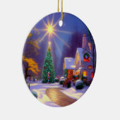 Weihnachtsstern leuchten über einem Weihnachtsbaum Keramik Ornament (Rechts)