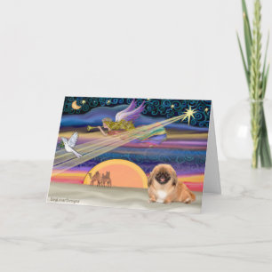Weihnachtsstern - Pekingese #1(rot) Feiertagskarte