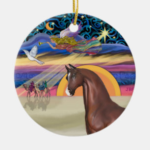 Weihnachtsstern - Pferd (braun) Keramikornament