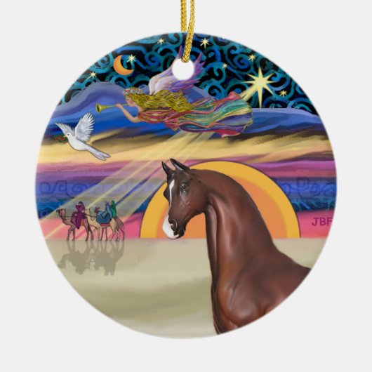 Weihnachtsstern - Pferd (braun) Keramikornament (Vorne)