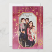 Weihnachtsstern: Rot und Gold Foto Feiertagskarte (Rückseite)