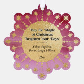 Weihnachtsstern: Rot und Gold Foto Ornament Karte (Rückseite)