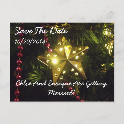 Weihnachtsstern Save the Date Personalisiert Ankündigungspostkarte (Vorderseite)