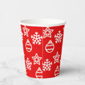 Weihnachtsstern & Schneeflocken-Muster auf Rot Pappbecher (Rechts)