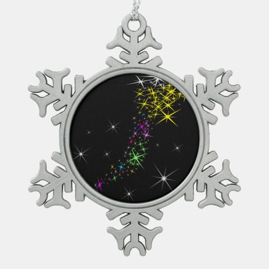 Weihnachtsstern Schneeflocken Zinn-Ornament (Vorderseite)