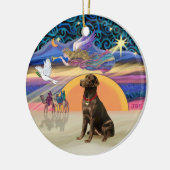 Weihnachtsstern - Schokolade Labrador Keramik Ornament (Links)