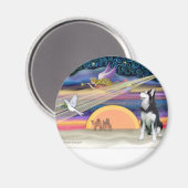 Weihnachtsstern - Sibirischer Husky 1 Magnet (Vorderseite/Rückseite)