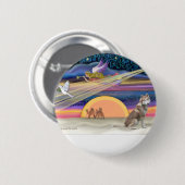 Weihnachtsstern - Sibirischer Husky (rot 2) Button (Vorne & Hinten)