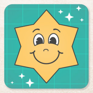 Weihnachtsstern Smiley-Gesicht, glücklicher Retro- Rechteckiger Pappuntersetzer