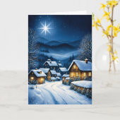 Weihnachtsstern über dem kleinen Dorf Karte (Gelbe Blume)