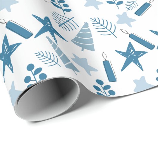 Weihnachtsstern und Bäume Geschenkpapier (Rolleneckpunkt)