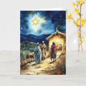 Weihnachtsstern und Drei Könige Karte (Gelbe Blume)