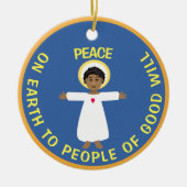 Weihnachtsstern und Jesus Keramik Ornament (Vorne)