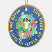 Weihnachtsstern und Jesus Peace Keramik Ornament (Links)