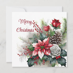 Weihnachtsstern- und Rosen-Spray Feiertagskarte
