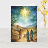 Weihnachtsstern und Weisen Watercolor Krippe Karte (Gelbe Blume)