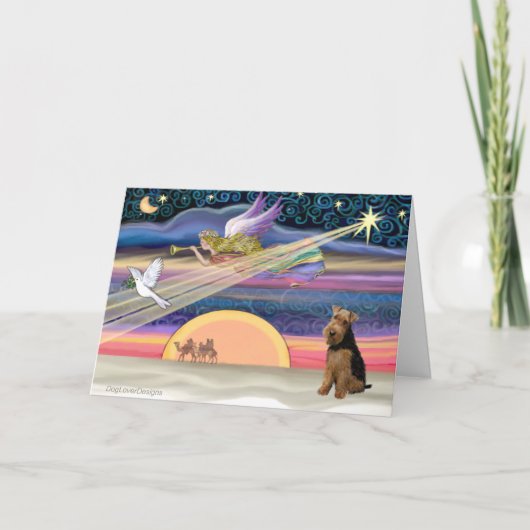 Weihnachtsstern - Welsh Terrier Feiertagskarte (Vorderseite)