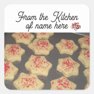 Weihnachtsstern-Zuckerkuchen-Paket-Aufkleber Quadratischer Aufkleber