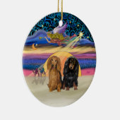 Weihnachtsstern - Zwei langhaarige Dackeln Keramikornament (Rechts)