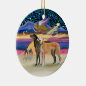 Weihnachtsstern - Zwei Windhunde Keramikornament (Rechts)