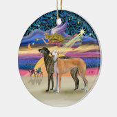 Weihnachtsstern - Zwei Windhunde Keramikornament (Links)