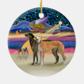 Weihnachtsstern - Zwei Windhunde Keramikornament (Hinten)