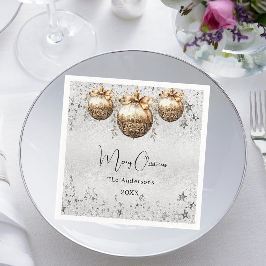 Weihnachtssterne aus Silber-Party Serviette